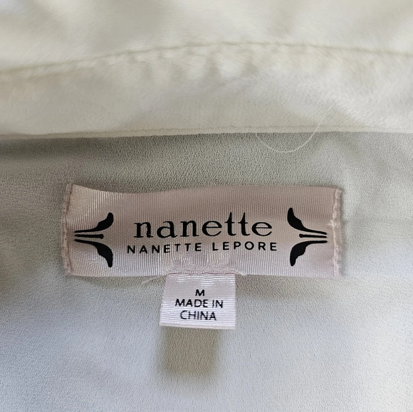 Nanette Lepore Cannoli Cream Chiffon Button Down Blouse Size Women's Medium NEW - Picture 12 of 14